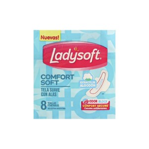 LADYSOFT TOALLA FEM. CONFORT SOFT C/ALAS x 8u